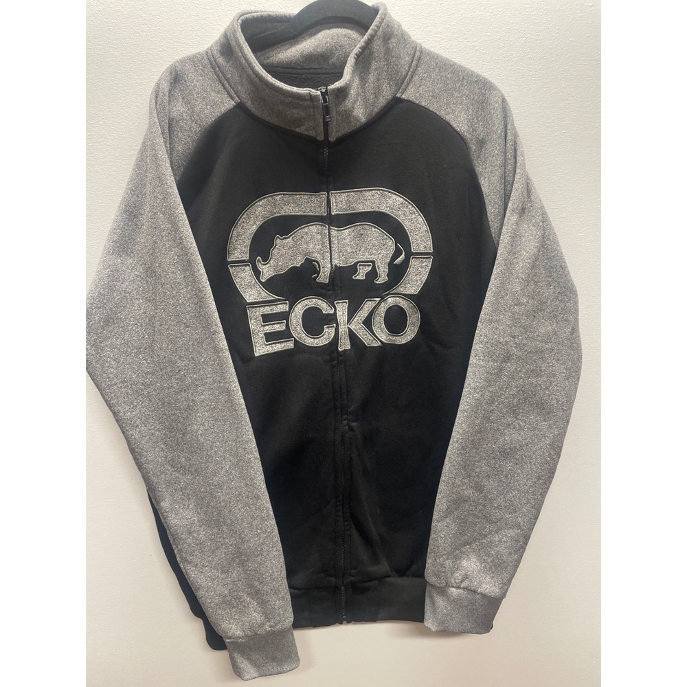 ECKO‎ UNLTD Mens Full Zip Track Jacket Black Grey Rhino Logo XL